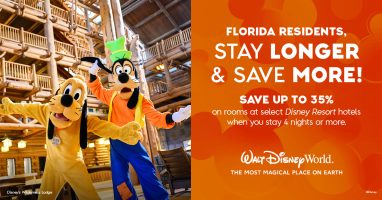 Featured image for “Walt Disney World Florida Residents: Save 25% to 35% on Rooms at Select Disney Resorts Collection Hotels”